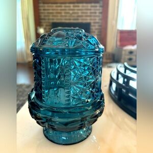 Vintage Indiana Fairy Lamp Candle Holder Heavy Glass With Beautiful Details